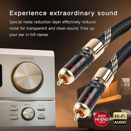 SKW Audiophiles Subwoofer Lock RCA Cable RCA to RCA Multiple Shield with Ultra-high Purity Copper Digital Coaxial Cable for HiFi Systems 6.5ft/2m
