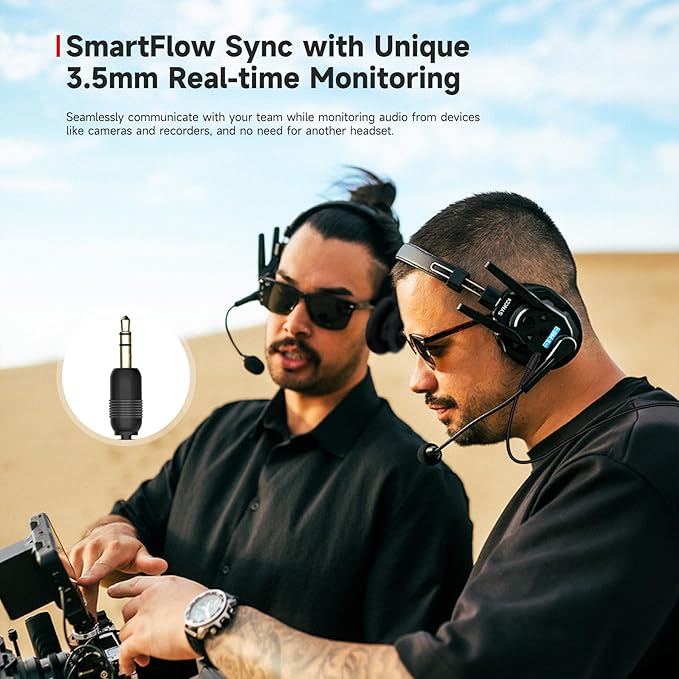 SYNCO XTalk XMax2 Wireless Intercom Headset System with Dual-Ear Design Telephone Headsets Communication System Random Master Device,2.4GHz Full Duplex 500 M/1640 FT Real-time Monitoring