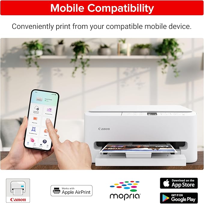 Canon PIXMA TS6520 Wireless Color Inkjet Printer for Duplex Printing, White – Home Printer with Copier/Scanner, 1.42” OLED Display, Intuitive Control Panel, Compact Design