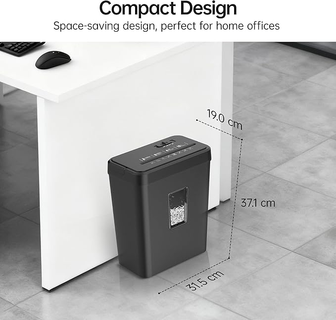 8-Sheet Cross Cut P-4 Security Paper Shredder, 4.2 Gal Bin with Portable Handle, Credit Card/Staple/Clip Shredder for Home Office