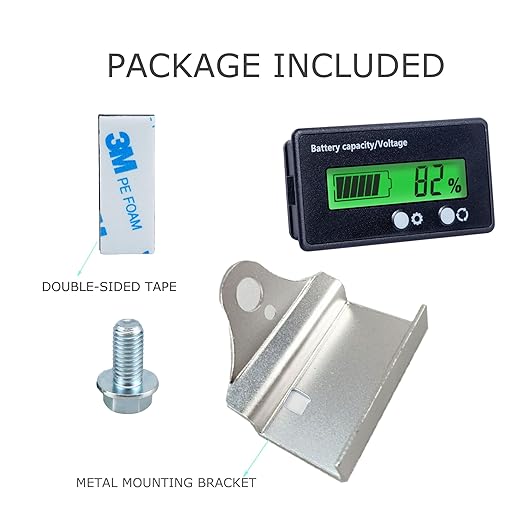 Battery Monitor with Bracket DC 12V 24V 36V 48V 60V 72V 84V Car Motorcycle Golf Cart Battery Voltage Meter Digital Capacity Indicator Gauge Voltmeter Testers for Acid & Lithium ion Ba-ttery