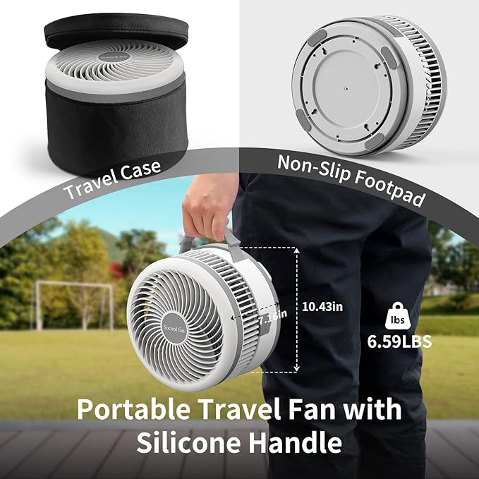 Socool 40000mAh Portable Fan Foldable Battery Rechargeable with 8 Speed & 106H, 90° Osciliating Floor Standing Fan Remote, Desk Fan with 8H Timer & LED Light for Home Outdoor Travel Camping