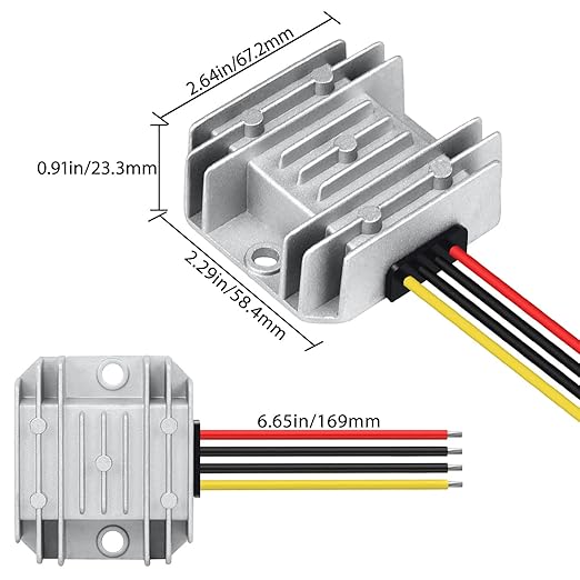 LeMotech DC 24v to 12v Converter 5A 60W Step Down Converter Voltage Reducer IP68 Waterproof Transformer for Golf Cart Truck Boat Vehicle
