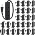 Copkim 20 Pack 3 Outlet Power Strip Extension Cord with Flat Plug Mini Cord 3 Ground Heavy Duty Mountable Outlets Strip for Computer Phone Home Office (1 ft,Black)