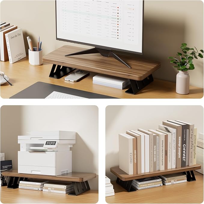 NestNeat Monitor Stand - 24 Inch Wood Monitor Stand Riser, 220 Pounds Load Capacity Desk Monitor Riser for Laptop/PC/Printer, Desktop Stands Organizer for Home Office