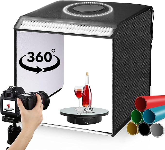 JAYEGT 3 in 1 Motorized Rotating Display Stand with 5.74 /7.08/ 8.66 inch Replacement Mirror Cover，Max 22lbs Load，360 Electronic Turntable for Photography Products (Mirror /3 in1 / Black/ Remote controller)