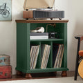 Joaxswe Record Player Stand with Vinyl Record Storage, 24" Wide Mid-Century Record Player Table Up to 200 Albums,Large Wood Turntable Stand Cabinet Dispaly Shelf for Living Room,Bedroom,Green