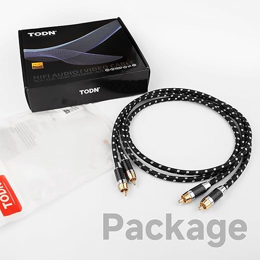 TODN Auidophile 2RCA Male to Male Stereo Audio Cable, OFC RCA Cables for Subwoofer, Home System (9.8ft/3m, 1 Pair)