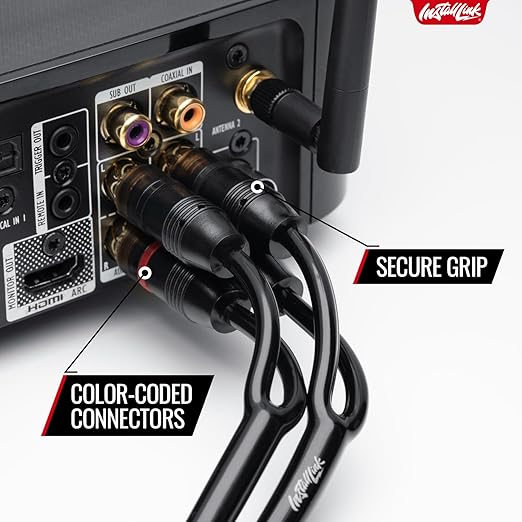 Install Link RCA Audio Cable for Subwoofer or Stereo Cable, Y Adapter 1-Female to 2-Male Splitter, 2pk