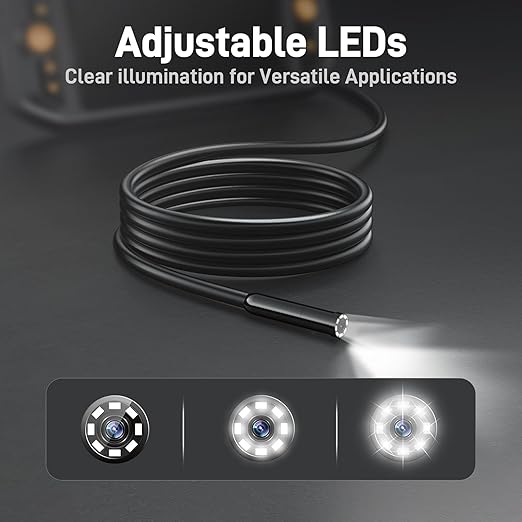 Teslong Endoscope Borescope with Light, Snake Inspection Camera for Automotive Engine, Waterproof Fiber Optic Camera for Mechanics - Ideal for Wall, Vent, Wire Video Scope (16.5FT)