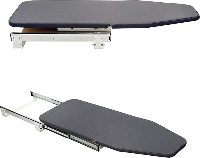 AKOZLIN Retractable Pull Out Ironing Board Closet Sliding Out Swivel Iron Board Mounted in Drawer with Heat Resistant Ironing Cover, Board Size: 31.88"*13", Gray