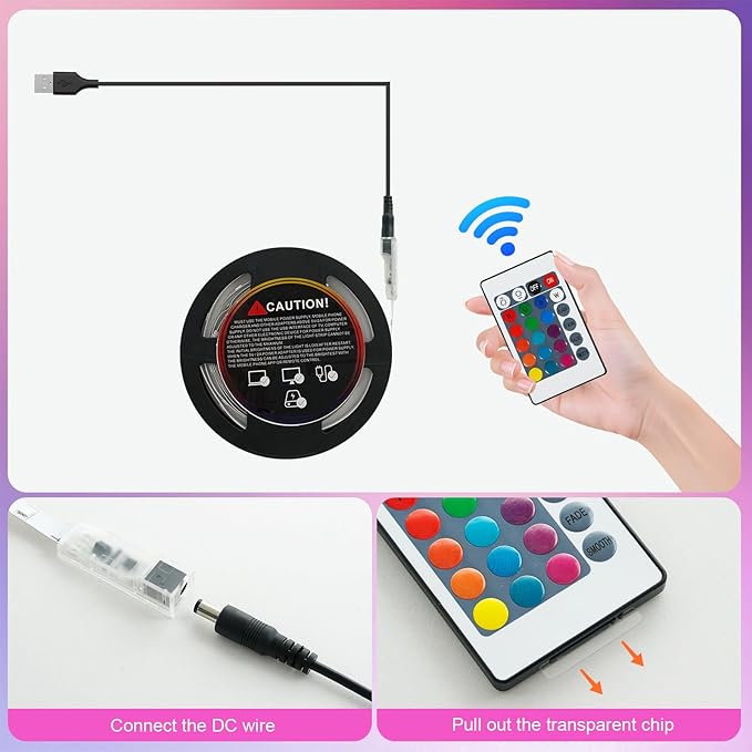 Timelux USB 32.8ft LED Strip Lights Color Changing LED Tape Lights with IR Remote Controller and Dimmable LED Strip for Bedroom Cabinet Bar