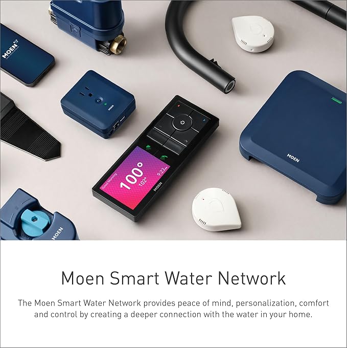 Moen 900-006 Flo by Moen 1-Inch Smart Water Shutoff with 920-005 Flo by Moen Smart Water Detector, 3-Pack