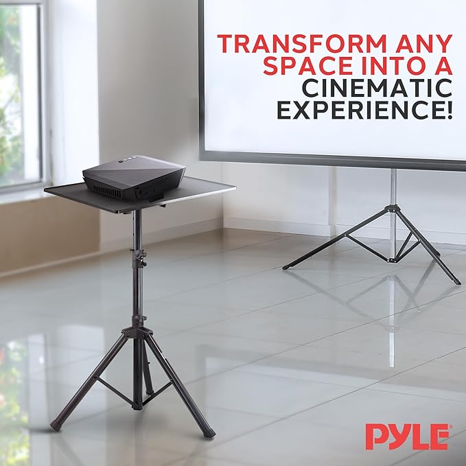 Pyle Projector Stand Tripod 28.0'' - 50.0'', Pro DJ Laptop, Easy Setup, Portable Studio Stand for Laptops, Mixers, and Projectors, Height Adjustable for Stage, Home, Studios, Stable and Versatile