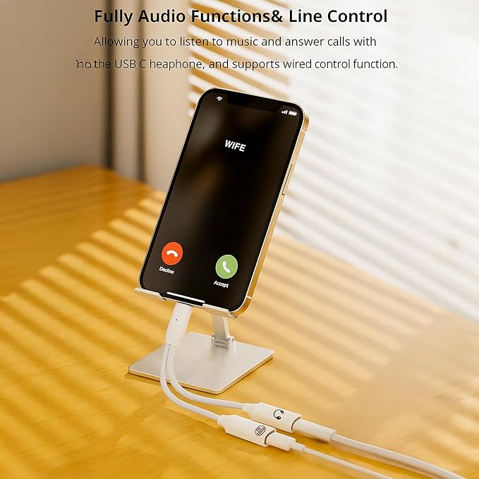 Mizi Headphone Splitter 3.5mm Stereo to Dual 3.5mm Female Jack Audio, Extension Cable Y Splitter Compatible with iPhone Samsung iPad Tablet Laptop - Grey