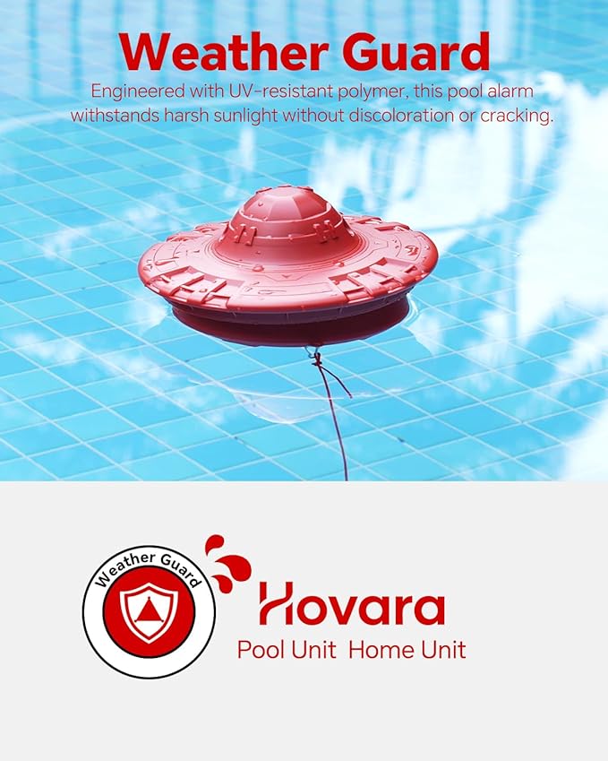 Pool Alarm, Floating Pool Safety Alarms for Inground & Above Ground Pools – Loud 110dB Alert, Adjustable Sensitivity, Protection for Kids & Pets (Hot Red)