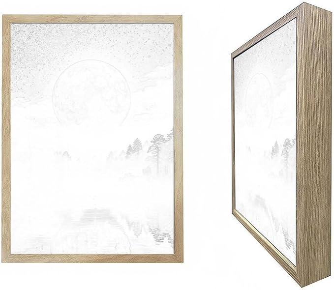 URVIP LED Glowing Photo Frame, 3D Starry-Sky Moon Lake Misty Forest Wall Art, 9x12 Inches Dimmable Light Up Light Painting for Bedroom, Unique Aesthetic Decor, Great Birthday Gift for Women Men