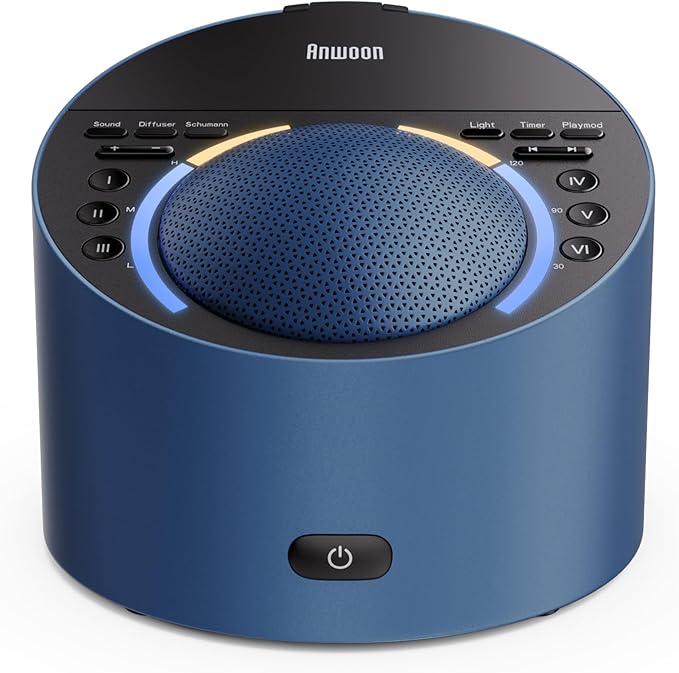 ANWOON Sound Machine & Night Light, Premium Metal Shell with 3inch Speaker Loud Stereo Sound, White Noise Machine &50+ Natural Sounds |Upgradeable System for Sleep, Focus, Relaxation –Adults Kids Baby