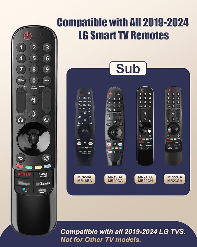 Replacement Voice Magic Remote for LG Smart TVs 2019–2024 with Glow-in-The-Dark Blue Protective Case, Compatible with AN-MR20GA/21GA/22GA/23GA/24GA Magic Remote with Pointer