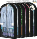6 Pcs 40" Garment Bags for Hanging Clothes, Clear Suit Bags for Closet Storage Clothing Storage, Garment Bags Shoulder Covers with 4" Gussets for Coats, Jackets, Shirts and Sweater, Black