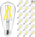 Hizashi Vintage LED Light Bulb Dimmable, 6W Equivalent 60W, Edison Bulbs 4000k Neutral White, E26 Base, 700LM, High CRI 95+ Eye Protection, Clear Glass, Pack of 18
