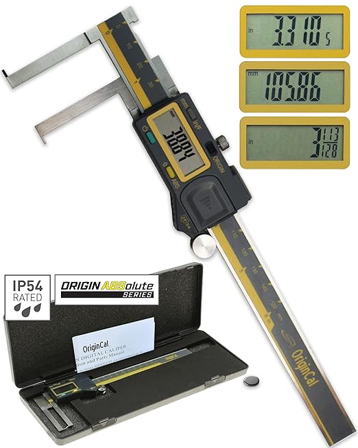 iGAGING Absolute Origin 0-6" Internal Slot Digital Caliper, IP54 Stainless Steel, SPC/USB Output Port, Case, Manual, Battery