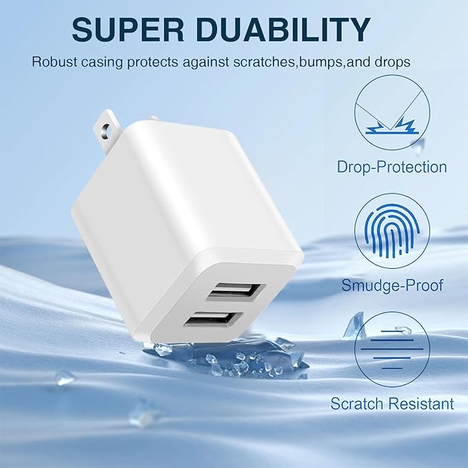 USB Wall Charger，Dual A USB Port Cube Power Plug Adapter，Fast Phone Charger Block Charging Box Brick for i Phone 16 15 14 13 12 11 Pro Max 10 SE X 8 7 Plus-Colorful