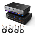 TESmart 8K@60Hz HDMI KVM Switch 2 Monitors 2 Computers USB 3.0, HDMI KVM Switch Dual Monitor 4K@144Hz for Gaming Dock, Support EDID, Gigabit Network, Hotkey Switch, Audio & Mic with All Input Cables