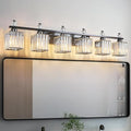 FDPBY Vanity Lights 6-Light Modern Crystal Vanity Light Plating Black Bathroom Light Fixtures Over Mirror Crystal Bathroom Vanity Lighting Fixtures