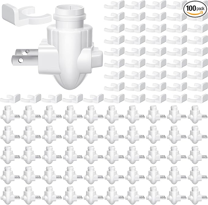 Tuanse 100 Sets Plug in Night Light Module Night Light Base with Shade Mounting Clip Plastic Lights Rotating Base for Making Your Own Decorative (White)
