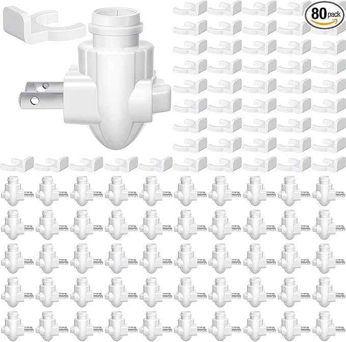 Tuanse 80 Sets Plug in Night Light Module White Night Light Base with Shade Mounting Clip Plastic Lights Rotating Base for Making Your Own Decorative