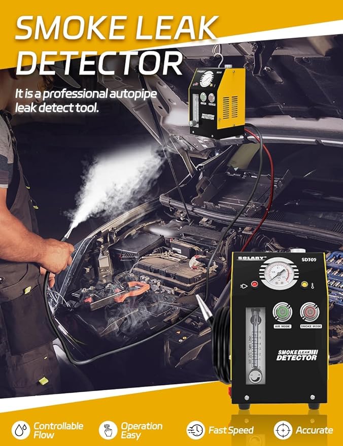 Evap Smoke Machine Leak Tester - 12V DC Vacuum Smoke Diagnostic with Built-in Air Pump