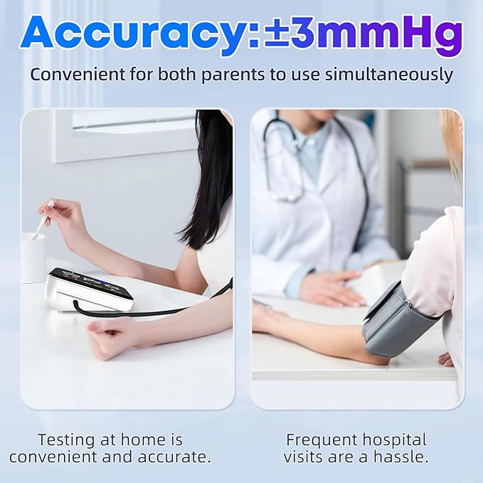 GUAEVER Blood Pressure Monitor Rechargeable Upper Arm Blood Pressure Monitors for Home Use Large Screen Bp Machine with 8.7"-16.5" Bp Cuff, 2x120 Memory, Voice Broadcast Bp Monitor (Black)