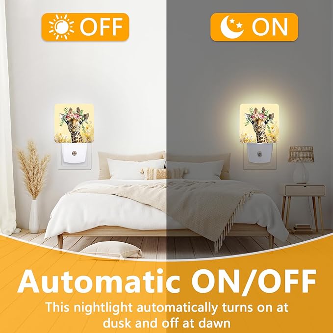 GANTINIR Giraffe Flower Night Light, Plug-into Nightlight White LED Lamp, Energy Efficient Decor Desk Lamp for Bedroom Hallway Stairs Bathroom