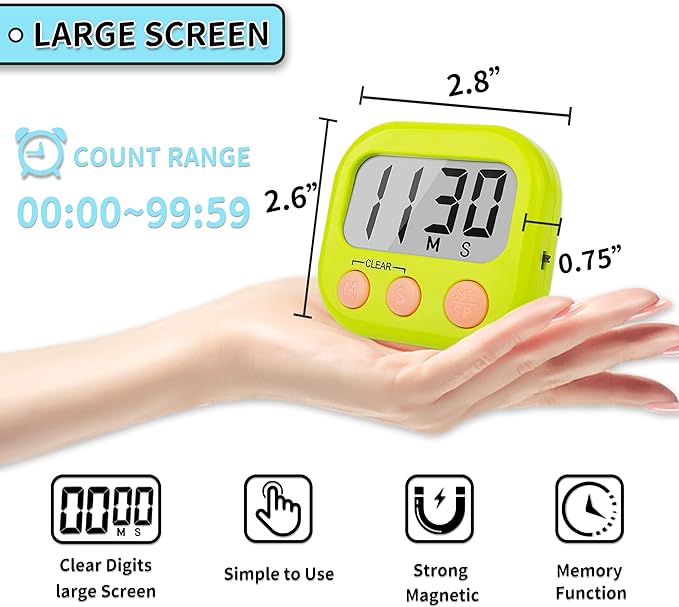 Classroom Timers for Teachers Kids Large Magnetic Digital Timer Teacher Supplies 24 Pack-Blue Green