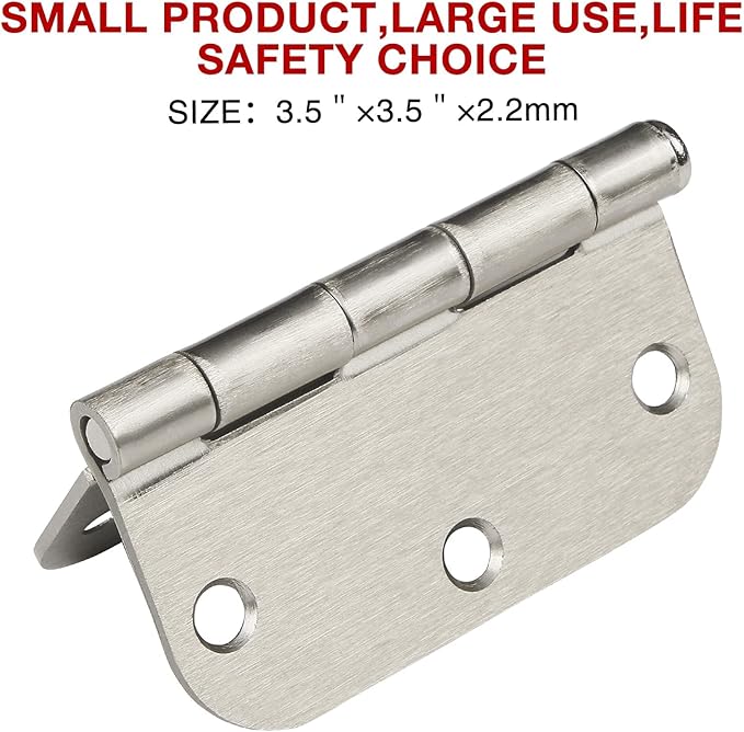 42 Pack Rounded Door Hinges Brushed Nickel 3.5 inch x 3-1/2", 5/8" Radius Heavy Duty Steel Iron 3 ½"Hinge for Doors, Interior Room,Outdoor Window,Constructition Hardware Kit Home Decor Essentials