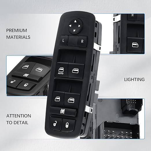 Wuangki Master Power Window Control Switch | Front Driver Side | 13+8 Pins | Compatible with 2011-2016 Journey | OE 68084001AD | Window Buttons