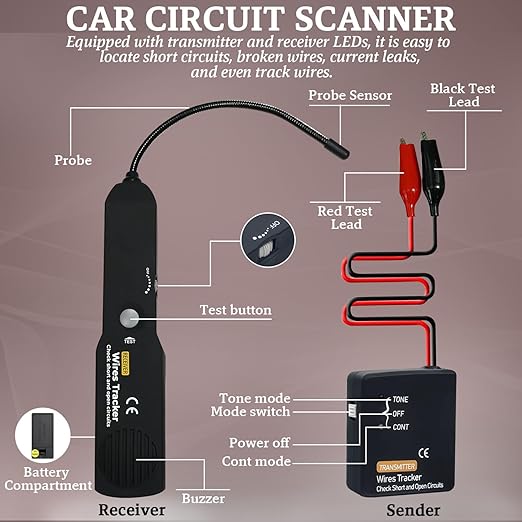 Automotive Circuit Tracer & Wire Tracker 6-42V DC Wire Short Finder, Circuit Tracker, Circuit Tester & Circuit Scanner for Car, Boat, Trailer - Open/Short Circuit Detection Tool EM415PRO