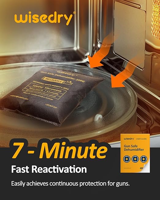 wisedry 200 Grams x 4 Packs Gun Safe Dehumidifier, Reusable Moisture Absorber for Gun Safes, Rechargeable Gun Safe Silica Gel Desiccant