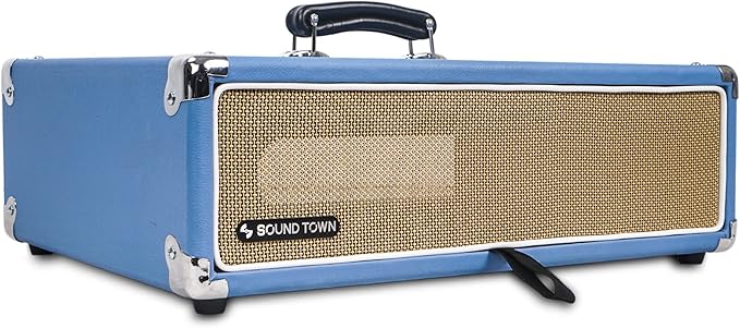 Sound Town Vintage 2U Amp Rack Case, 12.5" Depth with Rubber Feet, Dust Cover, Kickstand, Beau Blue (STVRC-2BL)