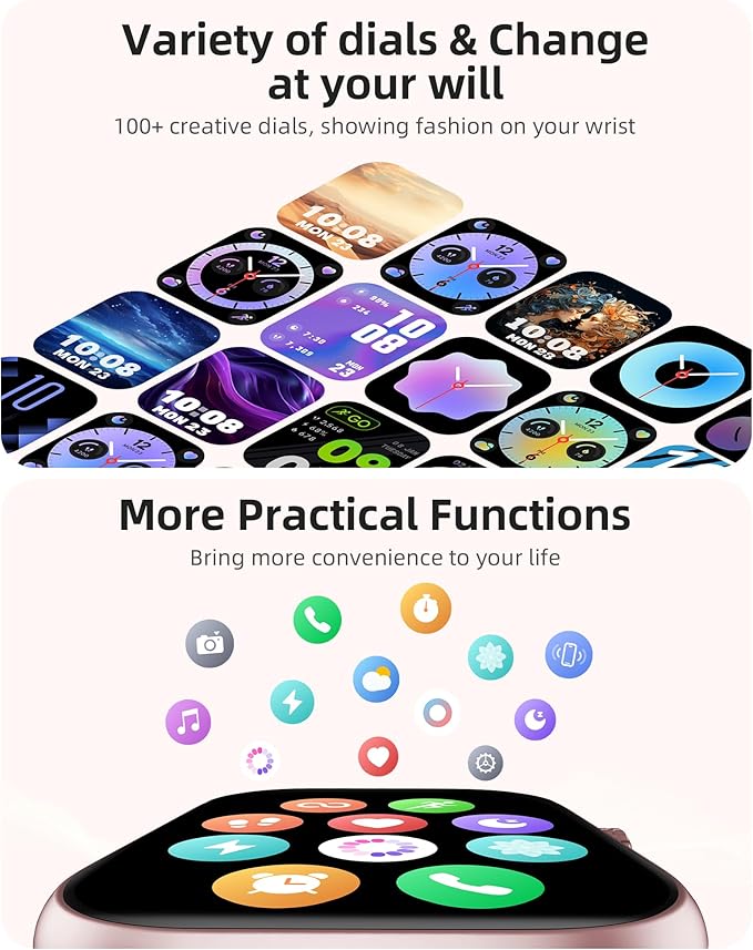 Parsonver GPS Smart Watch for Women Men, Built-in GPS & Bluetooth Calling, Waterproof HD Screen Fitness Tracker 100+ Sports Modes, Pedometer, Smartwatch for Android Phones/iPhone Compatible(Two Bands)