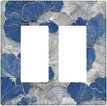 Bvtewkhz Abstract Blue Marble Plant Leaves 2 Gang Double Rocker Decorative Light Switch Covers Electrical Faceplate Switch Plates for Bathroom Kitchen Home