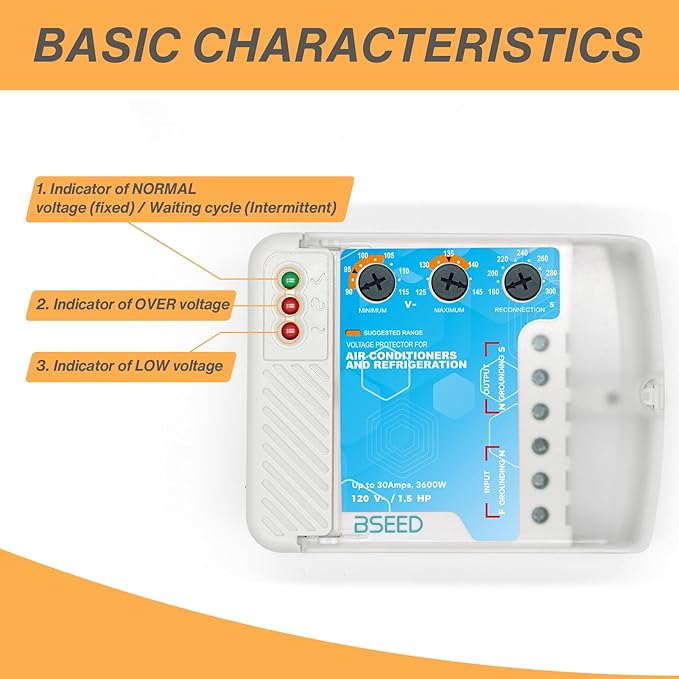 BSEED Surge Protector - Heavy Duty Power Voltage Regulator for TV, Computer & Home Appliances, Adjustable, 120V, 30A, 3600W, 1 Pack
