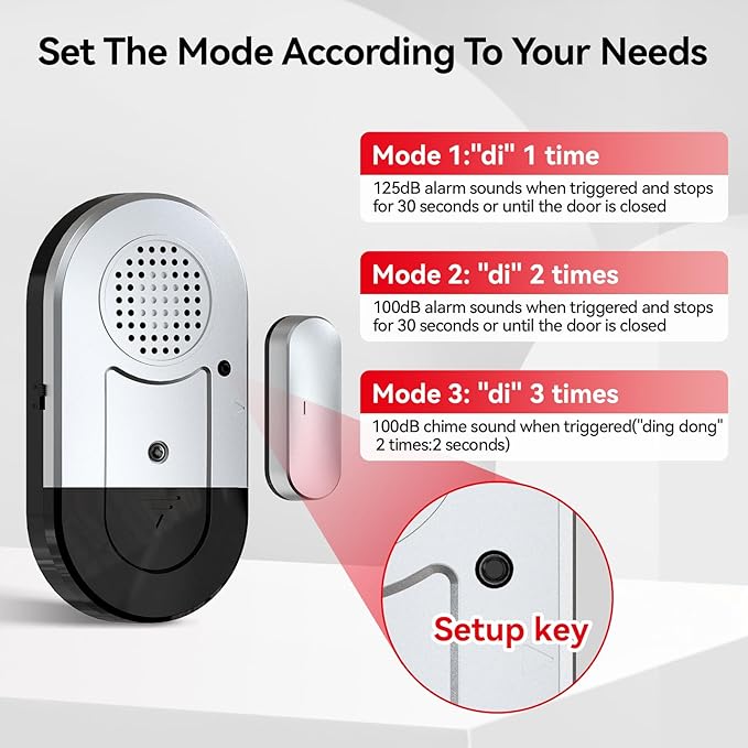 Sanjie Door Window Alarms - 5 Pack,125dB,Volume Control,Window Door Open Alarm Sensors for Kids Safety/Dementia/Pool,Wireless Sensors Keep Your Home Security,Easy to Install,Long Battery Life