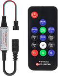 BTF-LIGHTING WS2811 WS2812B 1903 DC5/12V 14keys Wireless RF RGB LED Controller 300 Kinds of Changes Digital Color LED Pixel Strip modules Input=Ouput Voltage Perfect for DIY Project Black