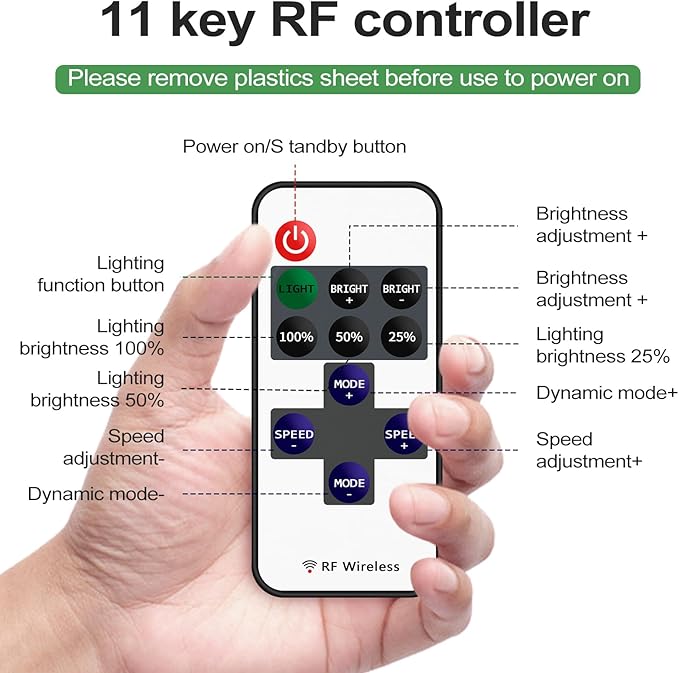 RGBZONE 2 Pack RF Wireless Remote Controller, DC5V-DC24V Single Color 5050 3528 5630 LED Strip Lights, Dimmer Controller Brightness & Effect Mode, RF Wireless Remote Control