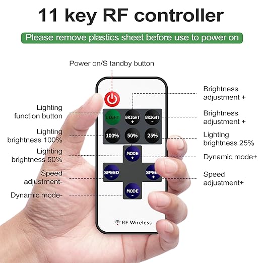 RF Mini Wireless LED Remote Controller for Single Color 3528 5050 COB LED Strip Lights,Wireless LED Control with DC Connector,RF Dimmer Switch for DC 5-24V LED Ribbon Led Shelf Lights Cabinet