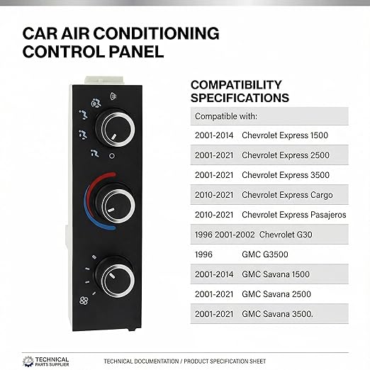 599-293 A/C Control Switch Air Conditioning Climate Control Module, Front Climate Panel for 2001-2014 Chevrolet Express 1500 GMC Savana 1500 2001-2021 Chevrolet Express 2500 3500 GMC Savana 2500 3500