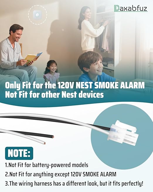 Smoke Alarm Replacement Wire Fit for Google Nest Protect Smoke Alarm 120V, Not Fit for Other Nest Devices