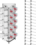 ztysn Grid Wall Panels Display Stand - 22"*66" Triangular Display Racks for Vendor Events with 30 Hooks, Art Display Panels Heavy Duty Floor Standing Movable Retail Display Stand